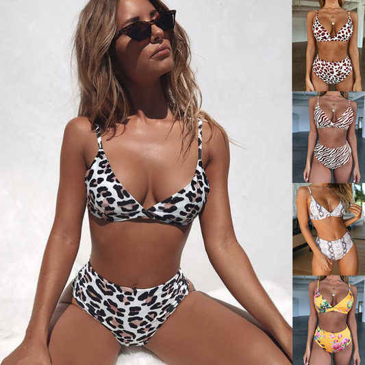 Europe and the United States sexy explosions swimsuit leopard snake pattern high waist ladies bikini