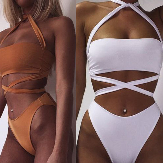 Bundled Wind Split Swimsuit Two-Piece Suit Bikini Women